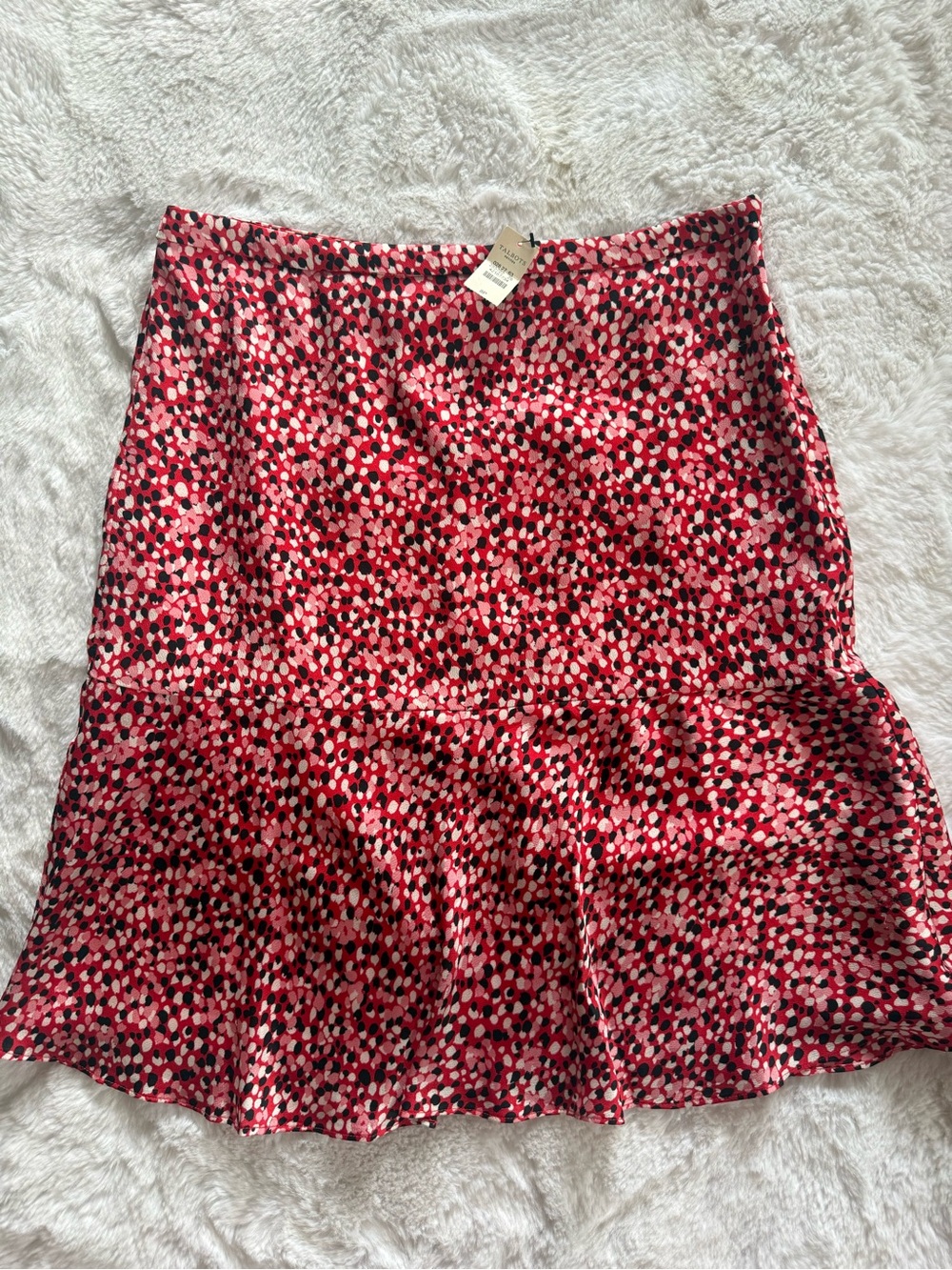 NWT Talbots Red Printed Ruffle Hem Skirt